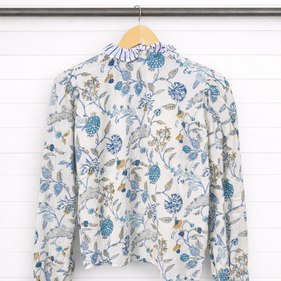 Random Acts of Creativity Cotton Ruffle Botanical Blouse S - Picture 2 of 7